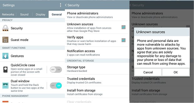 Allow Apps from unknown sources
